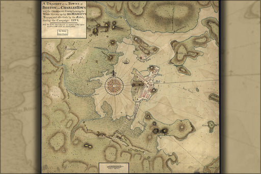 Poster, Many Sizes Available; Revolutionary War Map Boston & Charles Town 1775