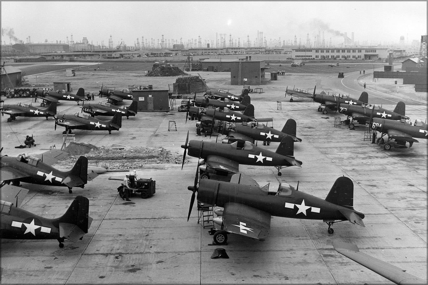 Poster, Many Sizes Available; Naval Air Station Long Beach F4U-1 Corsair Fm-2 Wildcat 1945