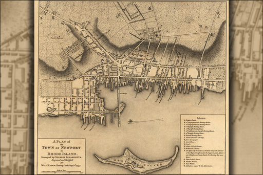 Poster, Many Sizes Available; Revolutionary War Map Of Newport, Rhode Island, 1777