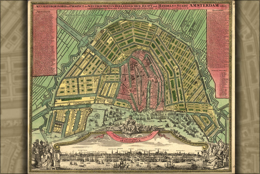 Poster, Many Sizes Available; Map Of Amsterdam 1727