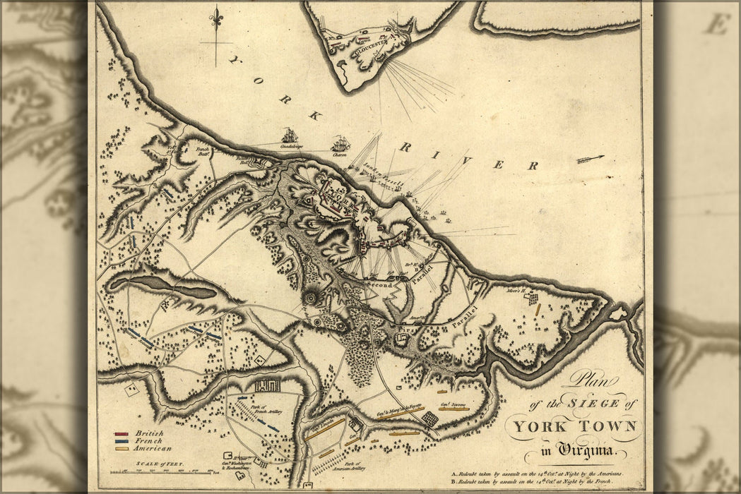 Poster, Many Sizes Available; Revolutionary War Map Of Siege Of Yorktown, Virginia