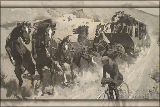 Poster, Many Sizes Available; Right Of The Road Remington&#39;S The Right Of The Road (1900),  Bicyclist Stagecoach