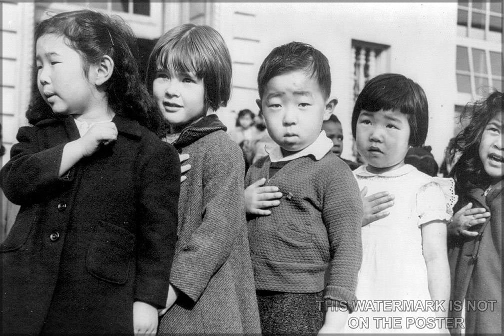 Poster, Many Sizes Available; Japanese American Children Pledging Allegiance 1942