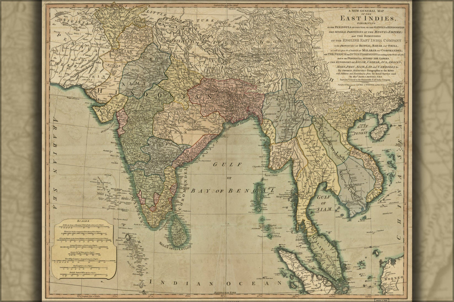 Poster, Many Sizes Available; Map Of India Vietnam Cambodia Indonesia 1783