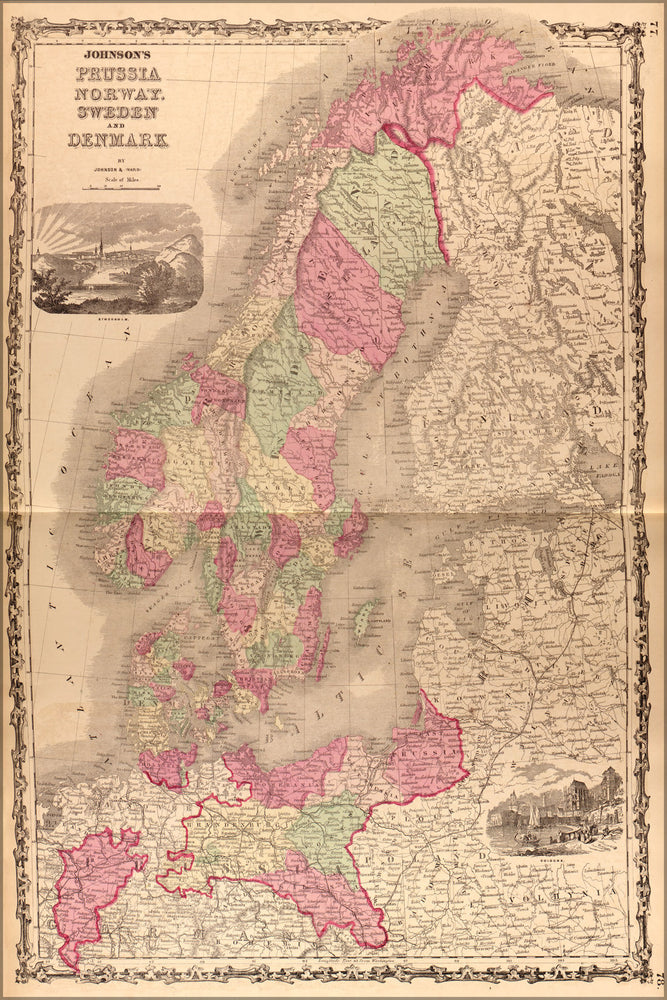 Poster, Many Sizes Available; Map Of Russia, Norway, Sweden And Denmark 1862