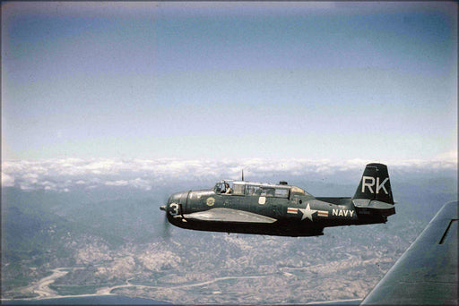 Poster, Many Sizes Available; Navy Grumman Tbm-3R Avenger Tbf Vr-23 Over Korea, 1953