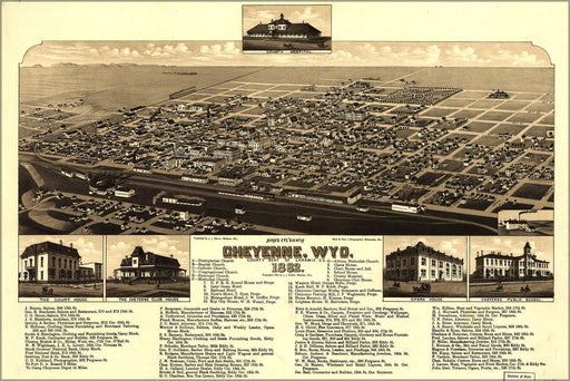 Poster, Many Sizes Available; Birdseye View Map Of Cheyenne, Wyoming 1882