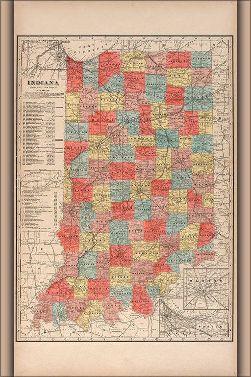 Poster, Many Sizes Available; Map Of Indiana 1903