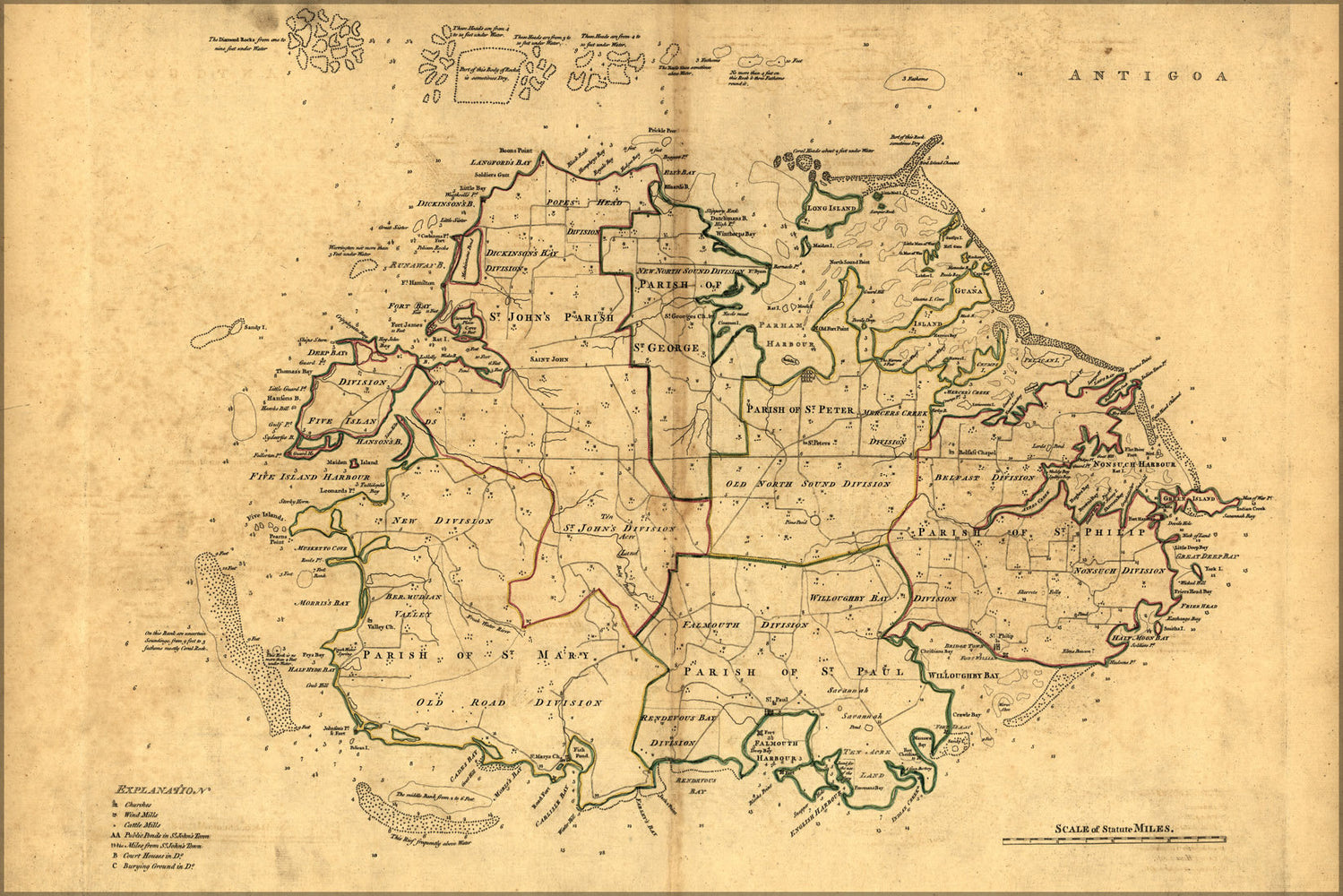 Poster, Many Sizes Available; Map Of Antigoa Antigua 1768