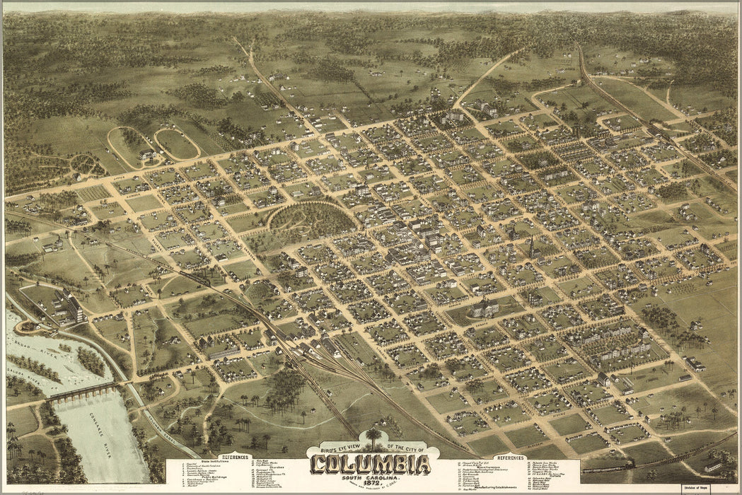 Poster, Many Sizes Available; Birdseye View Map Of Columbia, South Carolina 1872