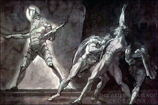 Poster, Many Sizes Available; Hamlet And His Father&#39;S Ghost Henry Fuseli - Hamlet And His Father&#39;S Ghost (1780-1785, Ink And Pencil On Cardb