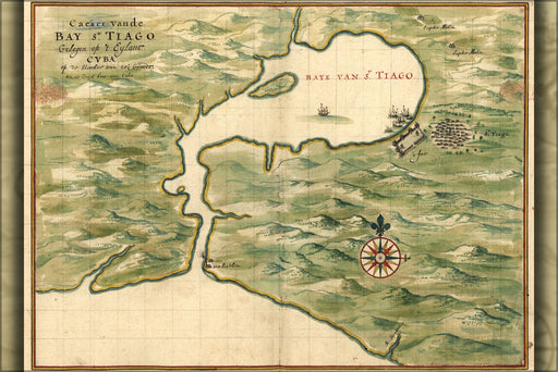 Poster, Many Sizes Available; Map Of Santiago Bay Cuba 1639