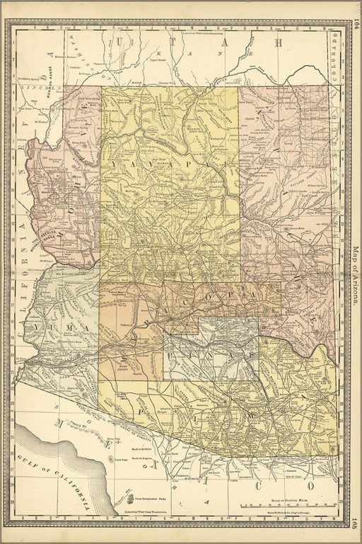 Poster, Many Sizes Available; Map Of Arizona 1881