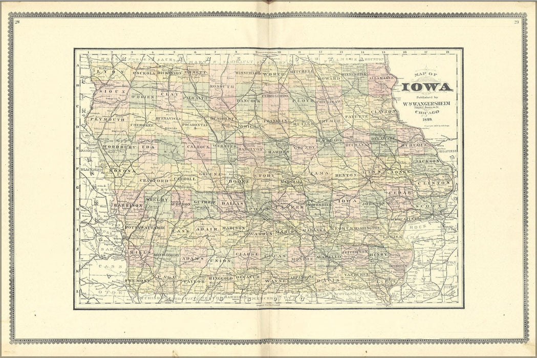 Poster, Many Sizes Available; Map Of Iowa 1889