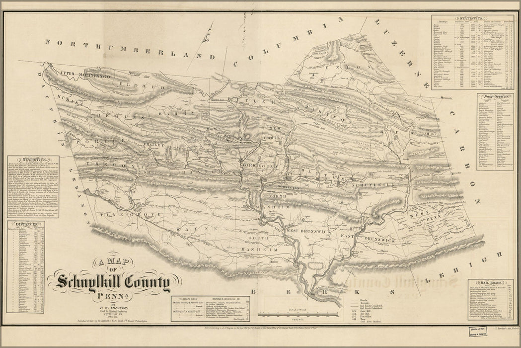 Poster, Many Sizes Available; Map Of Schuylkill County, Pennsylvania 1855