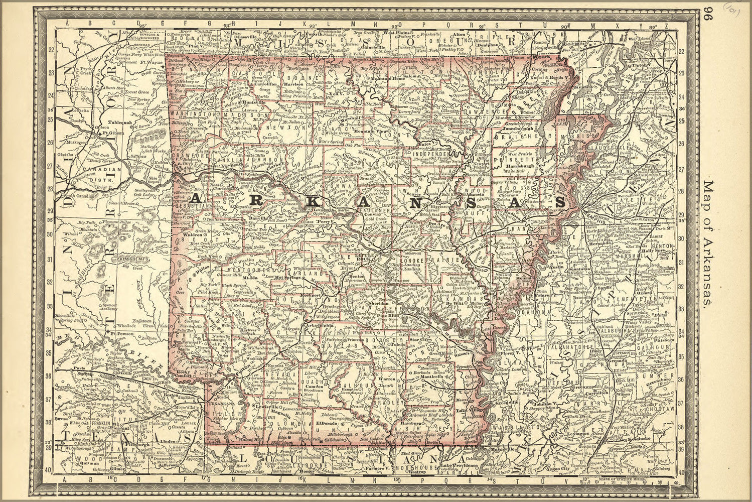 Poster, Many Sizes Available; Map Of Arkansas 1881