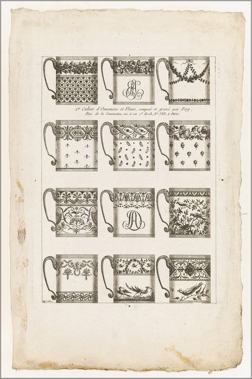 Poster, Many Sizes Available; Jean Baptiste Fay Designs For Chocolate Cups, Plate 1 From 1St Cahier D&#39;Ornemens Et Fleurs