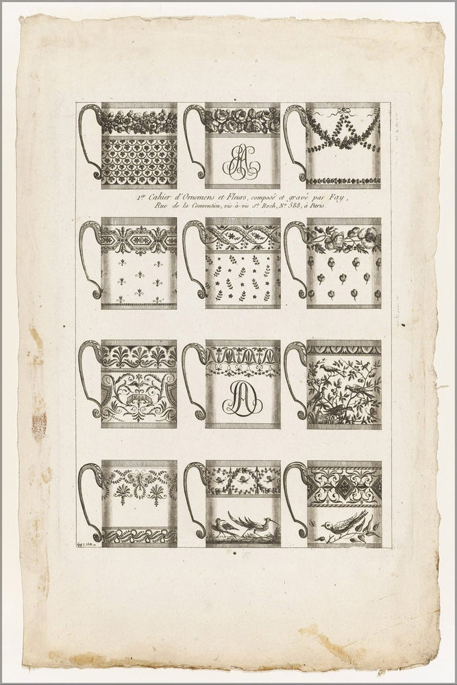 Poster, Many Sizes Available; Jean Baptiste Fay Designs For Chocolate Cups, Plate 1 From 1St Cahier D&#39;Ornemens Et Fleurs