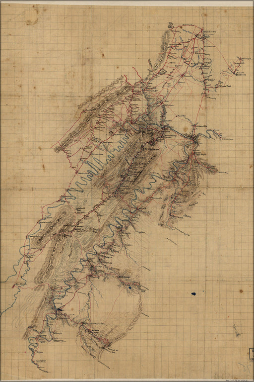 Poster, Many Sizes Available; Map Of Shenandoah Valley Virginia 1860