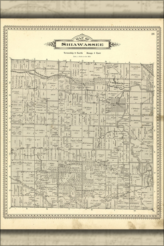 Poster, Many Sizes Available; Map Of Shiawassee Michigan 1895