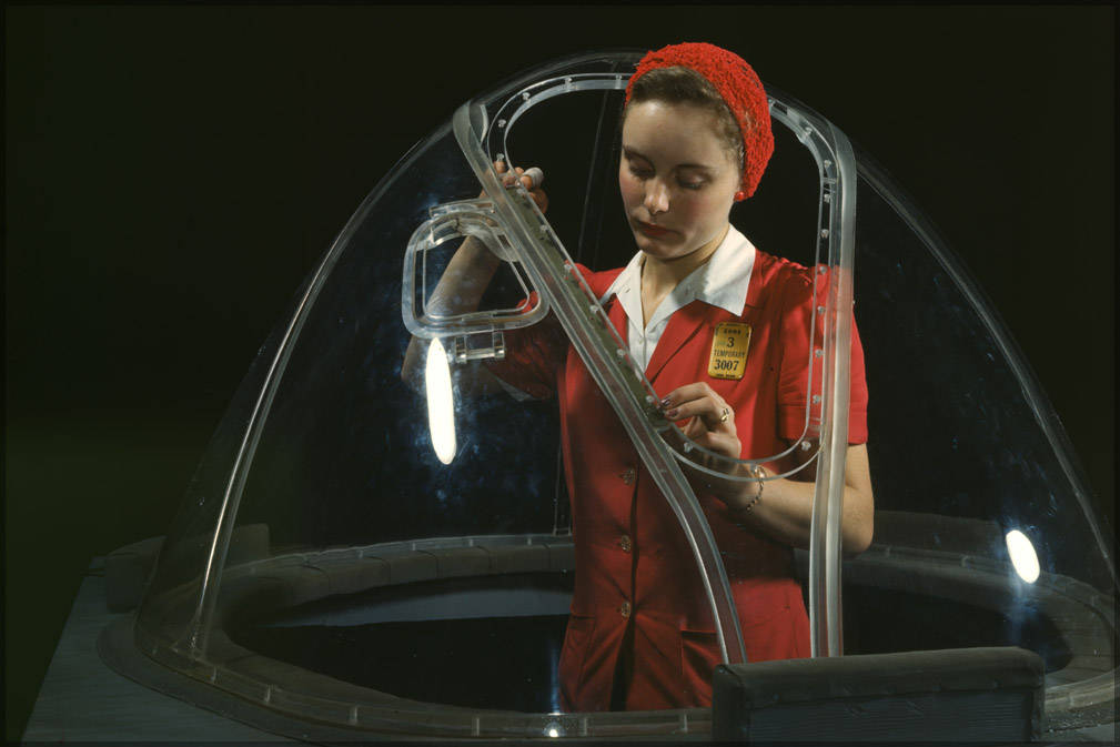 Poster, Many Sizes Available; Rosie The Riveter Works On B-17 Flying Fortress Nose 1942 Alfred T. Palmer  Woman Worker In The Douglas Aircra