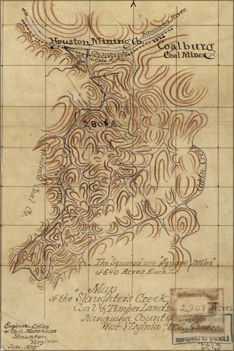 Poster, Many Sizes Available; Map Of Slaughters Creek West Coal Virginia 1875