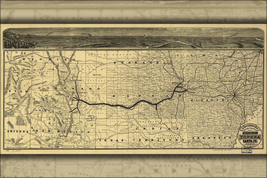 Poster, Many Sizes Available; Map Of Atchison Topeka And Santa Fe Railroad 1880