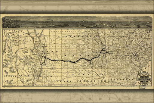 Poster, Many Sizes Available; Map Of Atchison Topeka And Santa Fe Railroad 1880