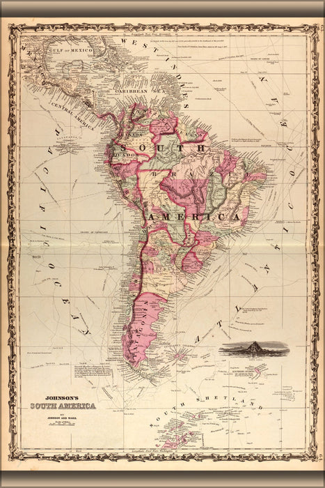 Poster, Many Sizes Available; Map Of South America 1862