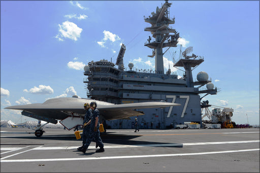 Poster, Many Sizes Available; Navy X-47B Uav Drone Uss George H.W. Bush (Cvn 77) P3