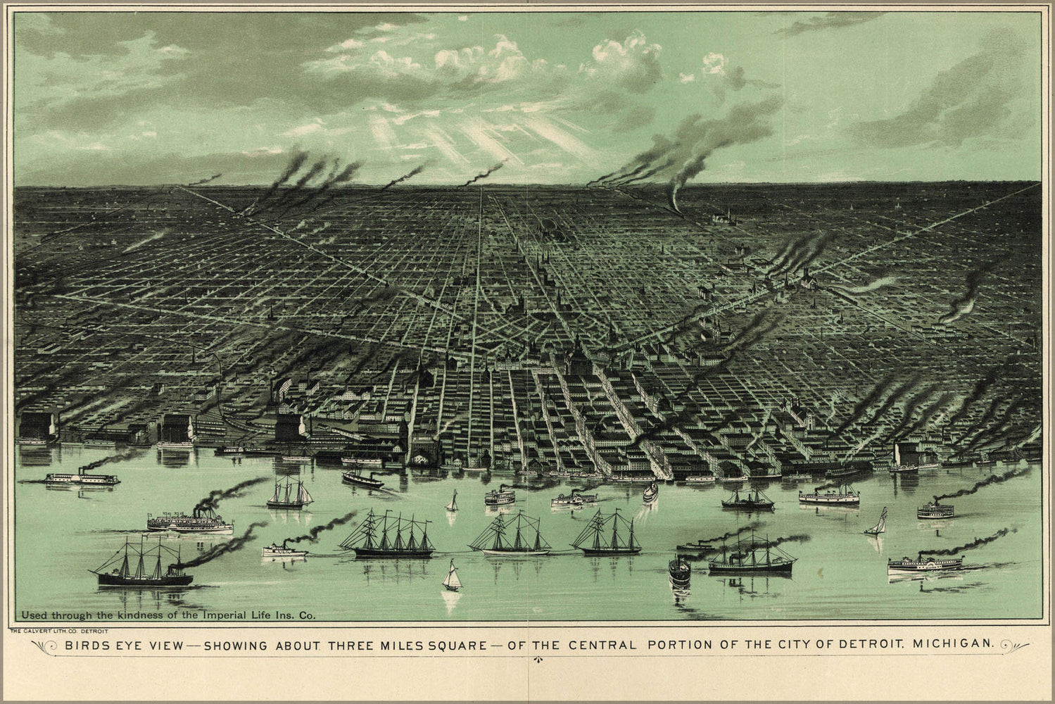 Poster, Many Sizes Available; Birdseye View Map Of Detroit Michigan 1889