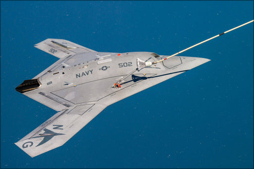 Poster, Many Sizes Available; Navys Unmanned X-47B Uav Drone Fuels From Omega K-707 Tanker