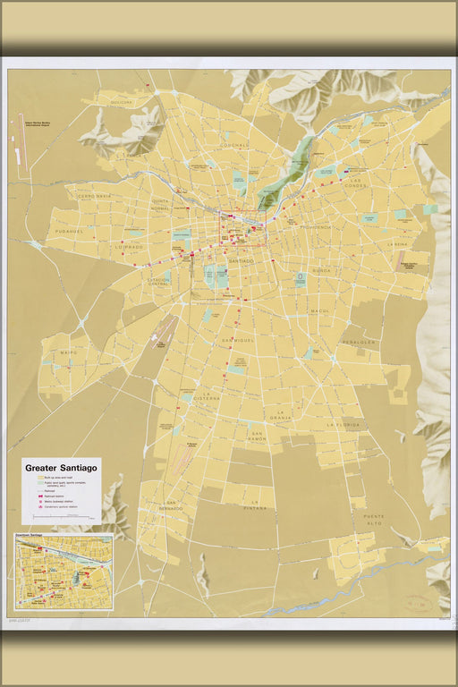 Poster, Many Sizes Available; Cia Map Of Greater Santiago Chili 1987