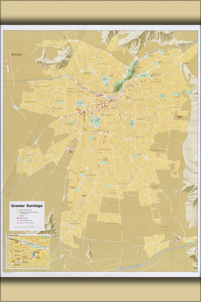 Poster, Many Sizes Available; Cia Map Of Greater Santiago Chili 1987