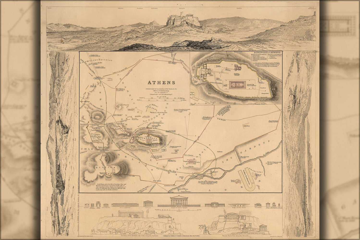 Poster, Many Sizes Available; Map Of Athens Greece 1832