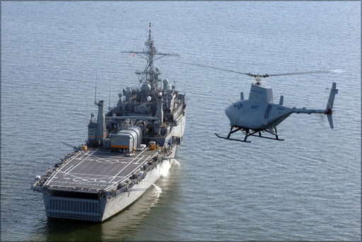 Poster, Many Sizes Available; Rq-8A Fire Scout Helicopter Uav Drone Uss Nashville (Lpd 13)