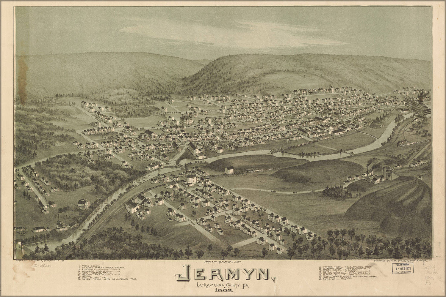 Poster, Many Sizes Available; Map Of Jermyn, Pennsylvania 1889