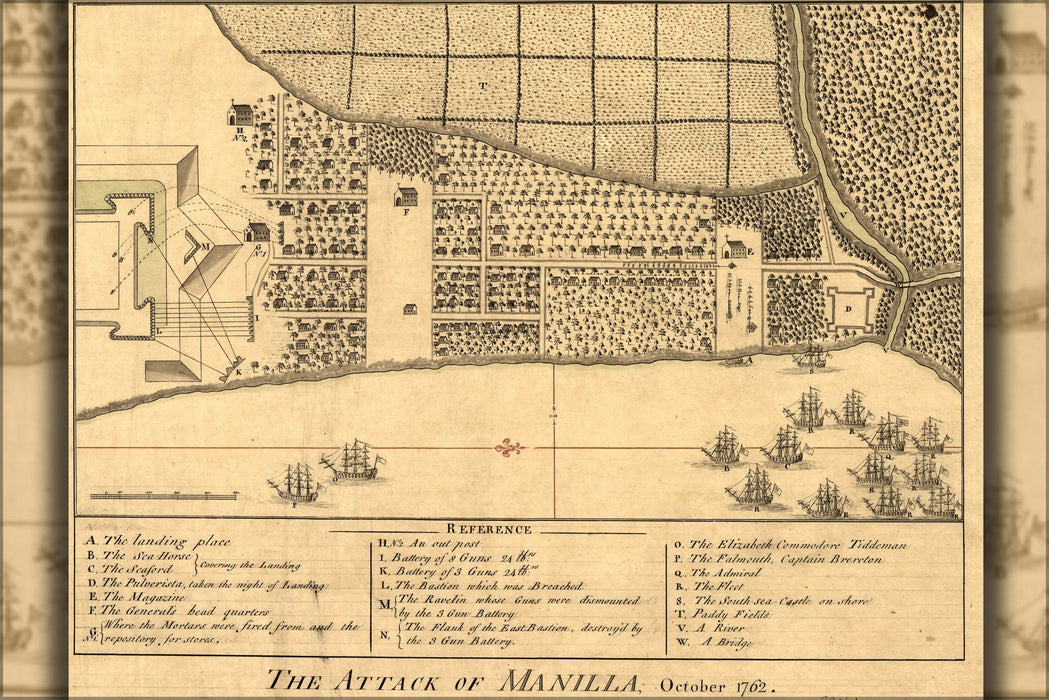 Poster, Many Sizes Available; Map Of Attack Of Manilla, Philippines October 1762