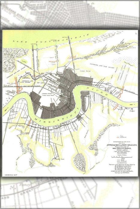 Poster, Many Sizes Available; New Orleans  Map 1863