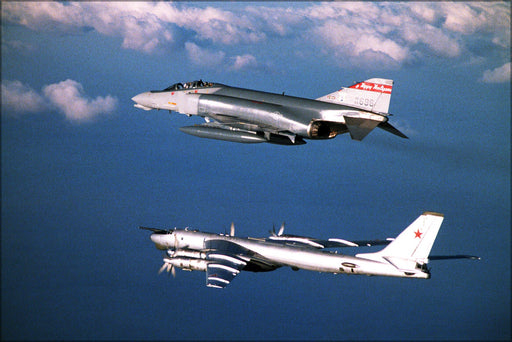 Poster, Many Sizes Available; F-4D Phantom Ii F-4 Intercepts Soviet Tupolev Tu-95 Bear 1983