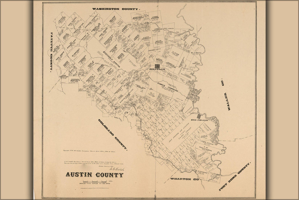 Poster, Many Sizes Available; Map Of Austin County Texas 1879