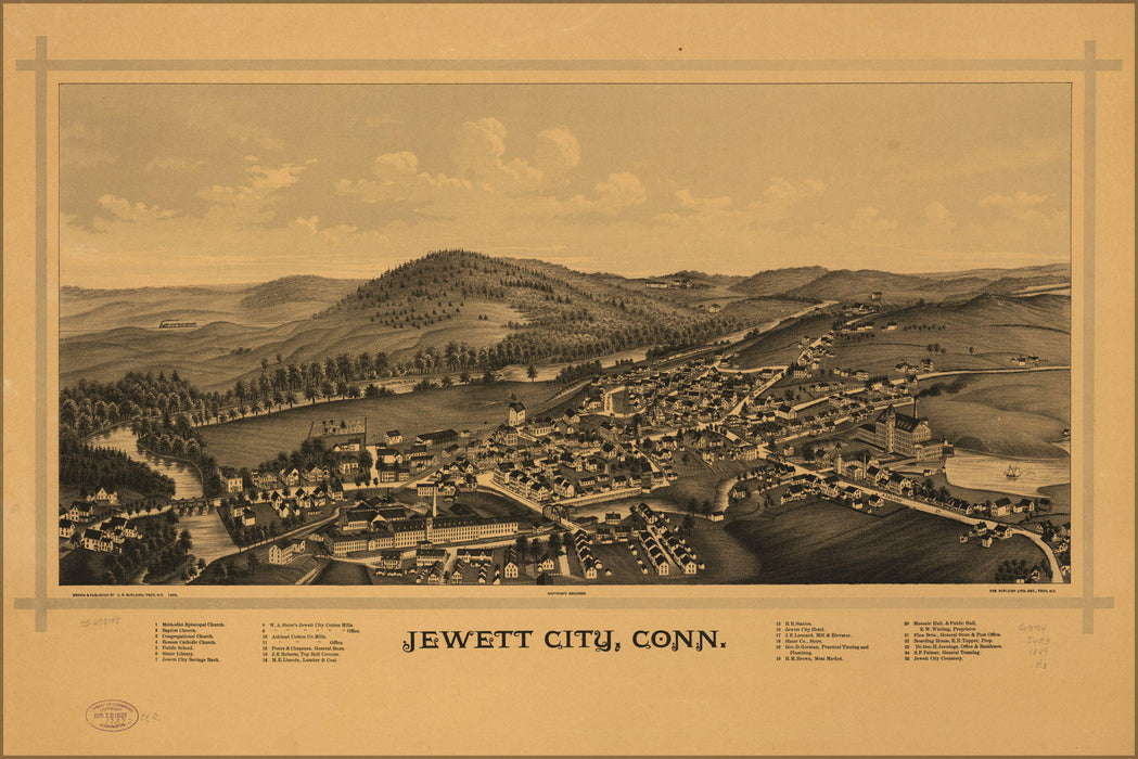 Poster, Many Sizes Available; Map Of Jewett City, Connecticut 1889