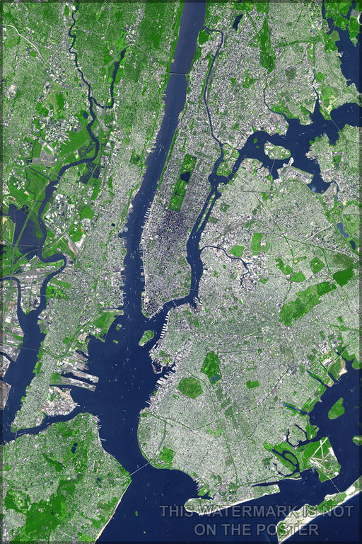 Poster, Many Sizes Available; New York City Satellite Image Showing The Core Of The New York Metropolitan Area