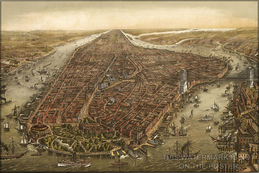 Poster, Many Sizes Available; New York City, 1873 Manhattan &