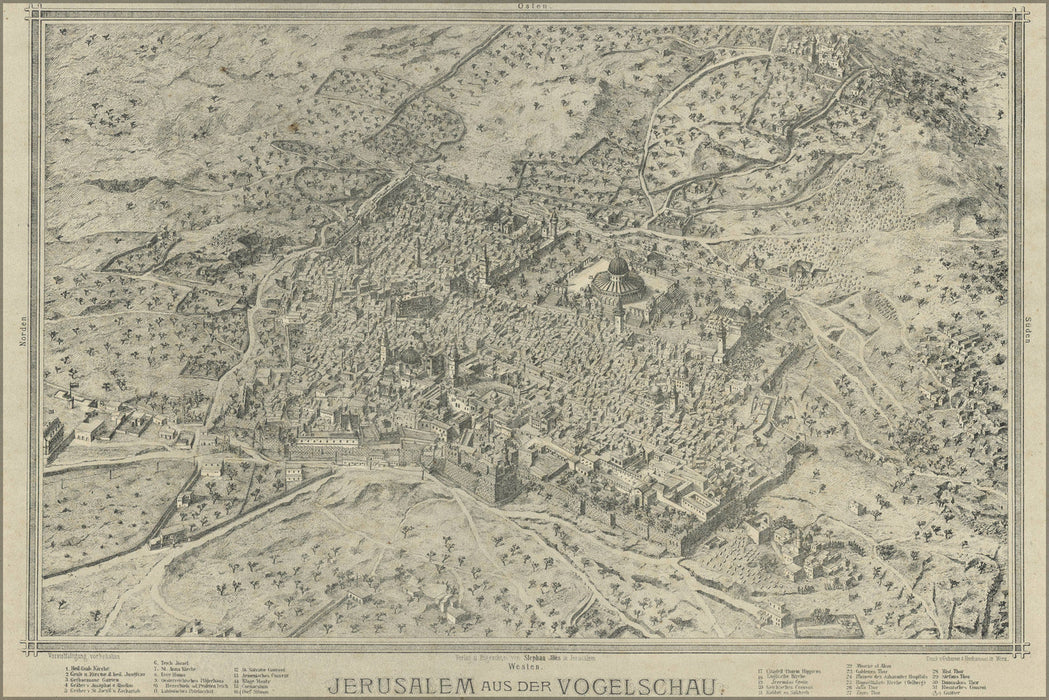 Poster, Many Sizes Available; Jerusalem Israel Map 1873