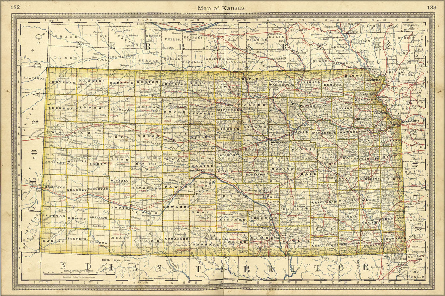 Poster, Many Sizes Available; Map Of Kansas 1881