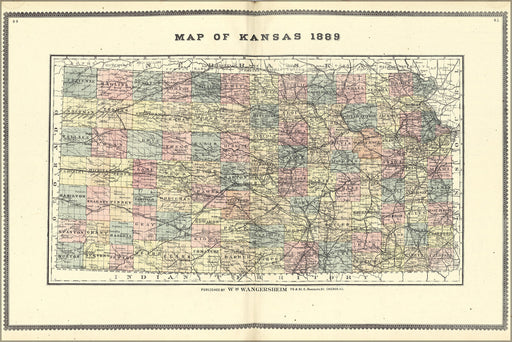 Poster, Many Sizes Available; Map Of Kansas 1889