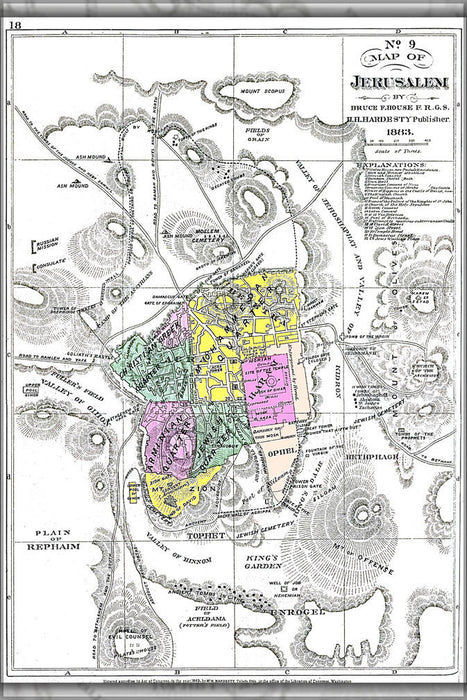 Poster, Many Sizes Available; Jerusalem Map 1883