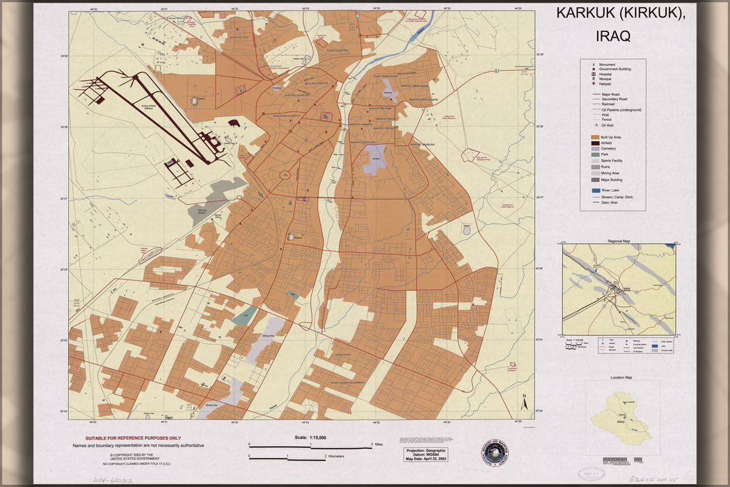 Poster, Many Sizes Available; Map Of Karkuk Kirkuk, Iraq 2003