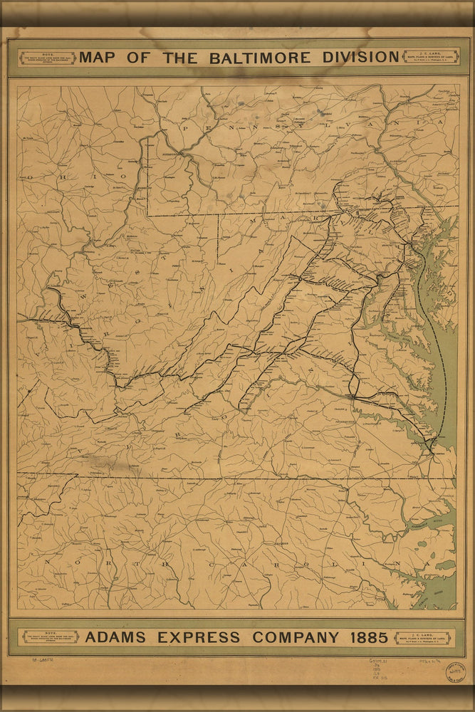 Poster, Many Sizes Available; Map Of Baltimore Division Railroad Virginia 1885